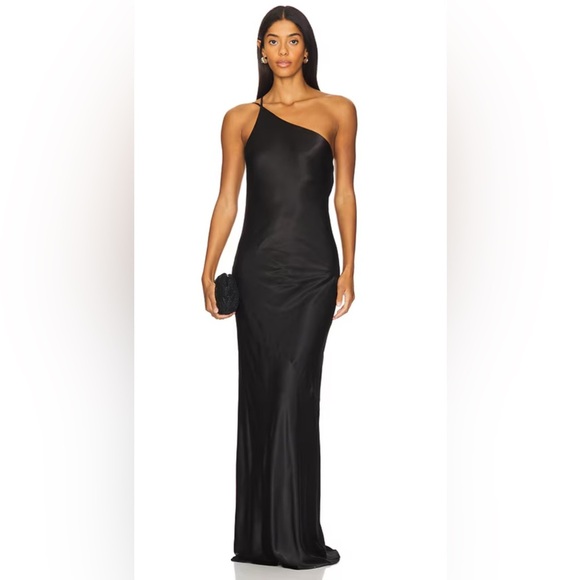 Shona Joy Luxe One Shoulder Asymmetrical Gathered Maxi Dress Bridesmaid Revolve - Picture 1 of 6